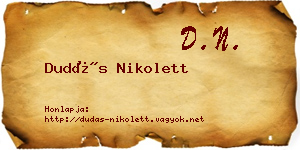 Dudás Nikolett névjegykártya